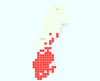 Rasterkarta över utbredningen av Stensnylthumla
